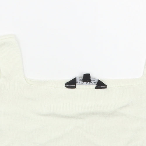New Look Girls White Square Neck  Cotton Pullover Jumper Size 9 Years  Pullover - Cropped