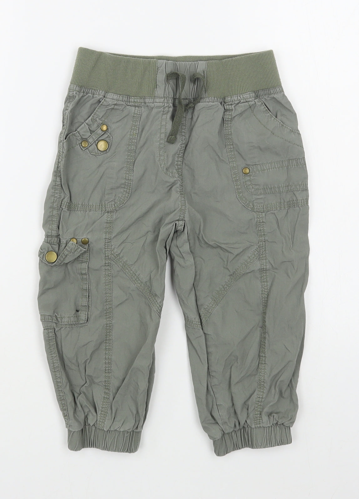 Dunnes Stores Boys Green  100% Cotton Cargo Trousers Size 8 Years  Regular