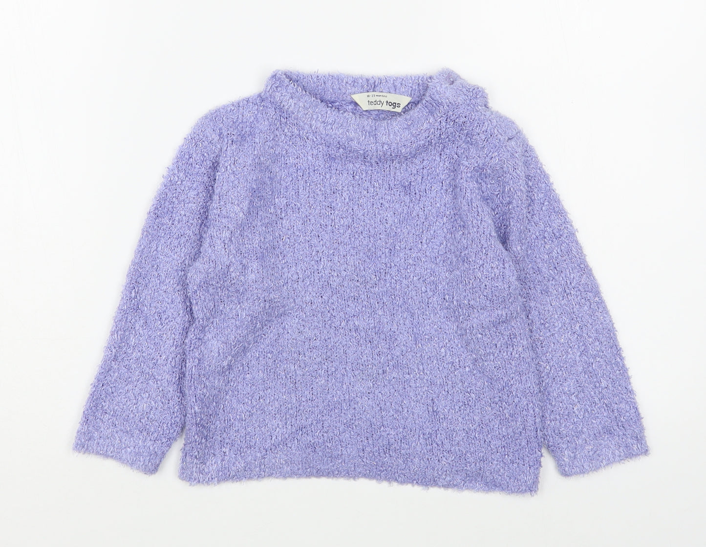 Teddy Togs Girls Purple  Acrylic Pullover Jumper Size 18-24 Months  Button
