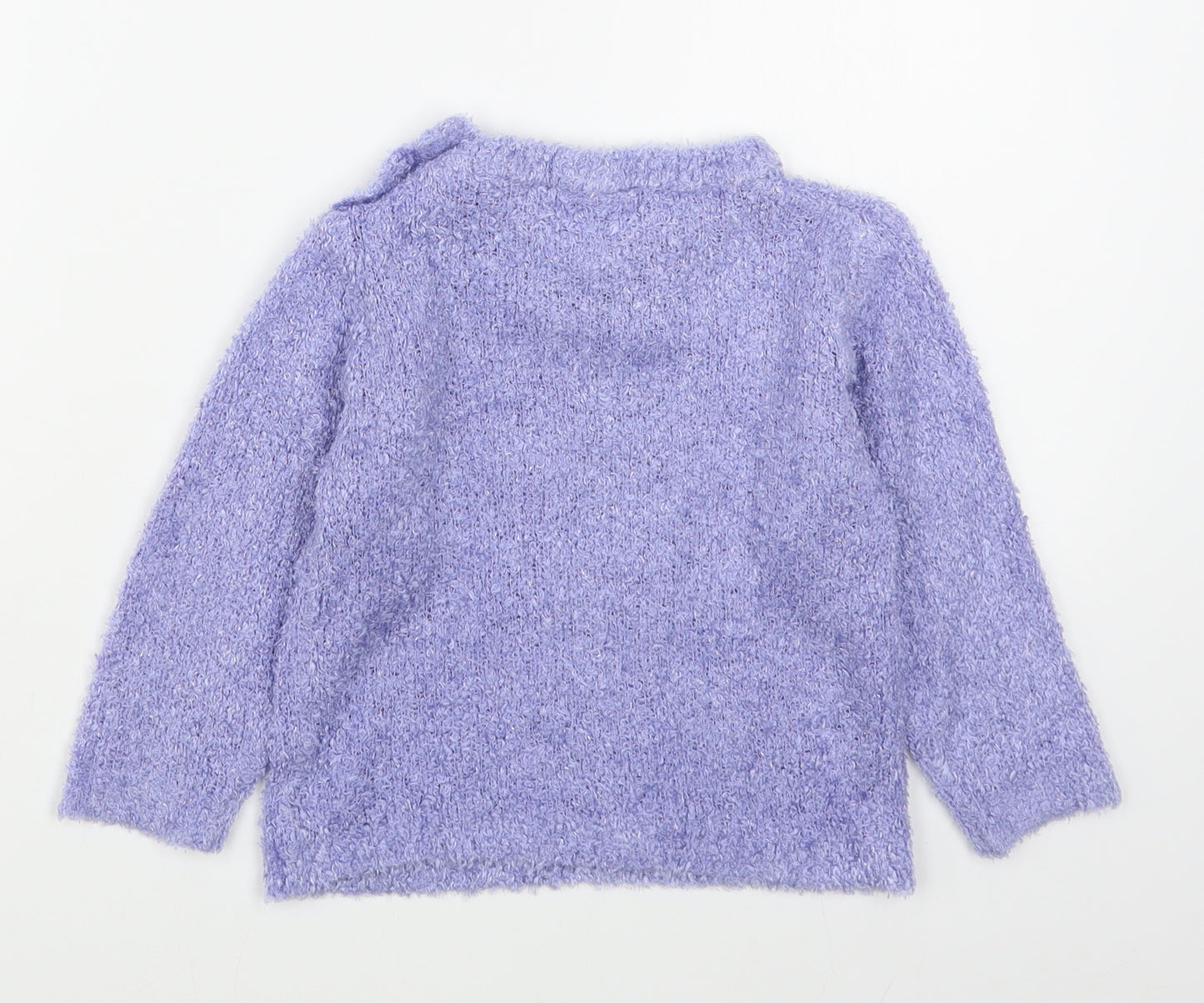 Teddy Togs Girls Purple  Acrylic Pullover Jumper Size 18-24 Months  Button