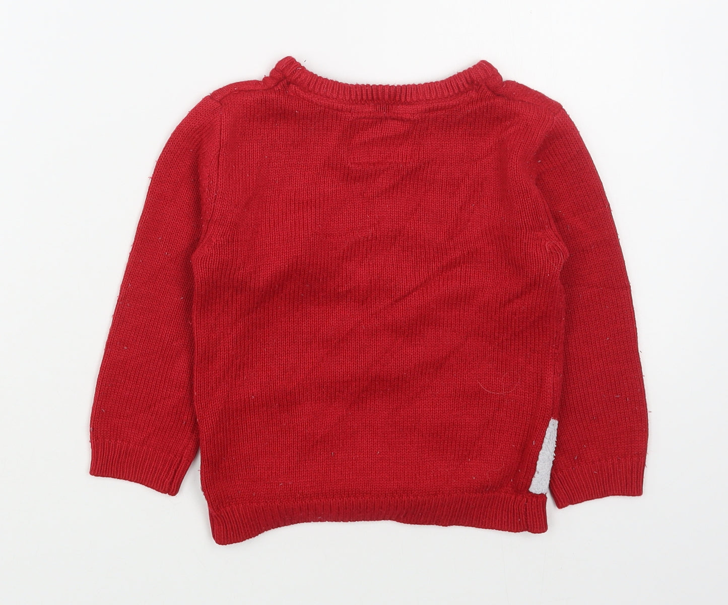 Primark Girls Red Round Neck  Acrylic Pullover Jumper Size 3-4 Years  Pullover - Cheristmas