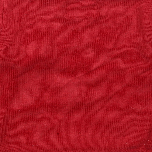 Primark Girls Red Round Neck  Acrylic Pullover Jumper Size 3-4 Years  Pullover - Cheristmas