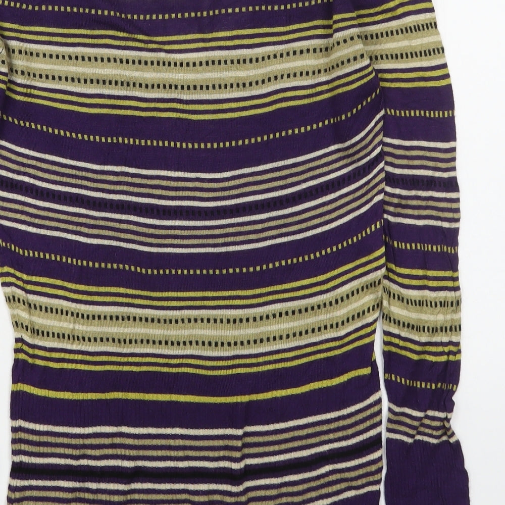 NEXT Womens Multicoloured V-Neck Striped Viscose Pullover Jumper Size 6
