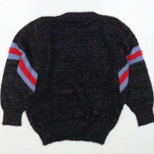 DK Womens Black Round Neck  Polyester Pullover Jumper Size L
