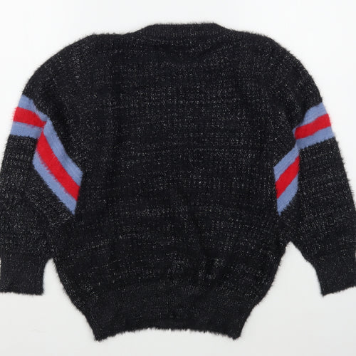 DK Womens Black Round Neck  Polyester Pullover Jumper Size L