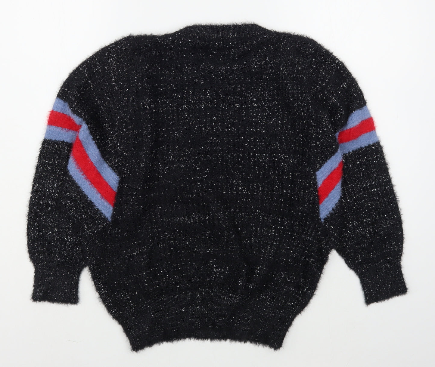 DK Womens Black Round Neck  Polyester Pullover Jumper Size L