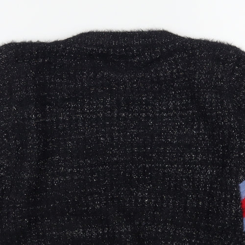 DK Womens Black Round Neck  Polyester Pullover Jumper Size L