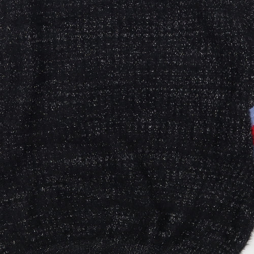 DK Womens Black Round Neck  Polyester Pullover Jumper Size L