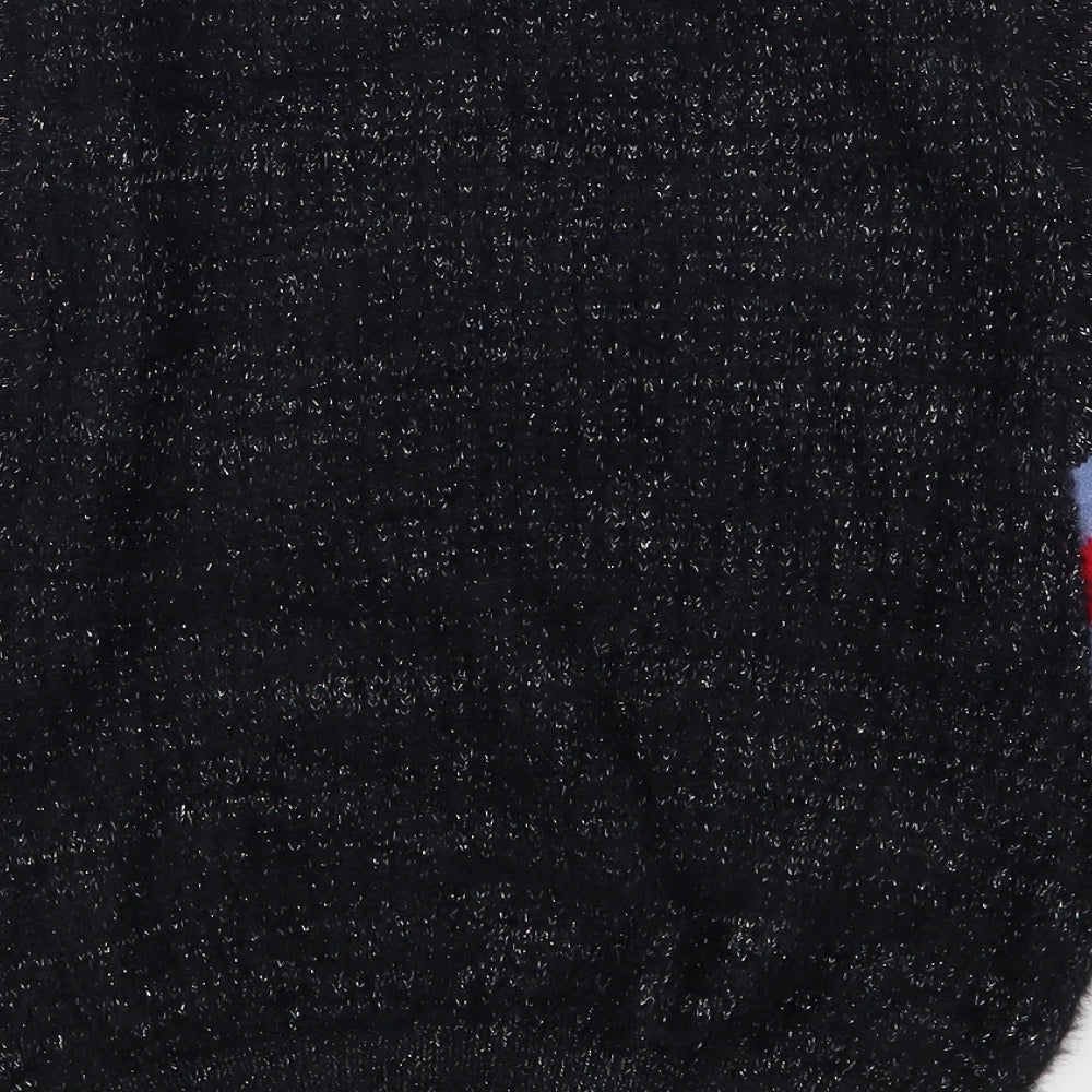 DK Womens Black Round Neck  Polyester Pullover Jumper Size L