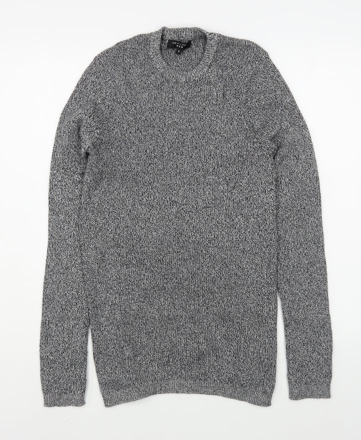 New Look  Mens Grey Round Neck  Cotton Pullover Jumper Size S