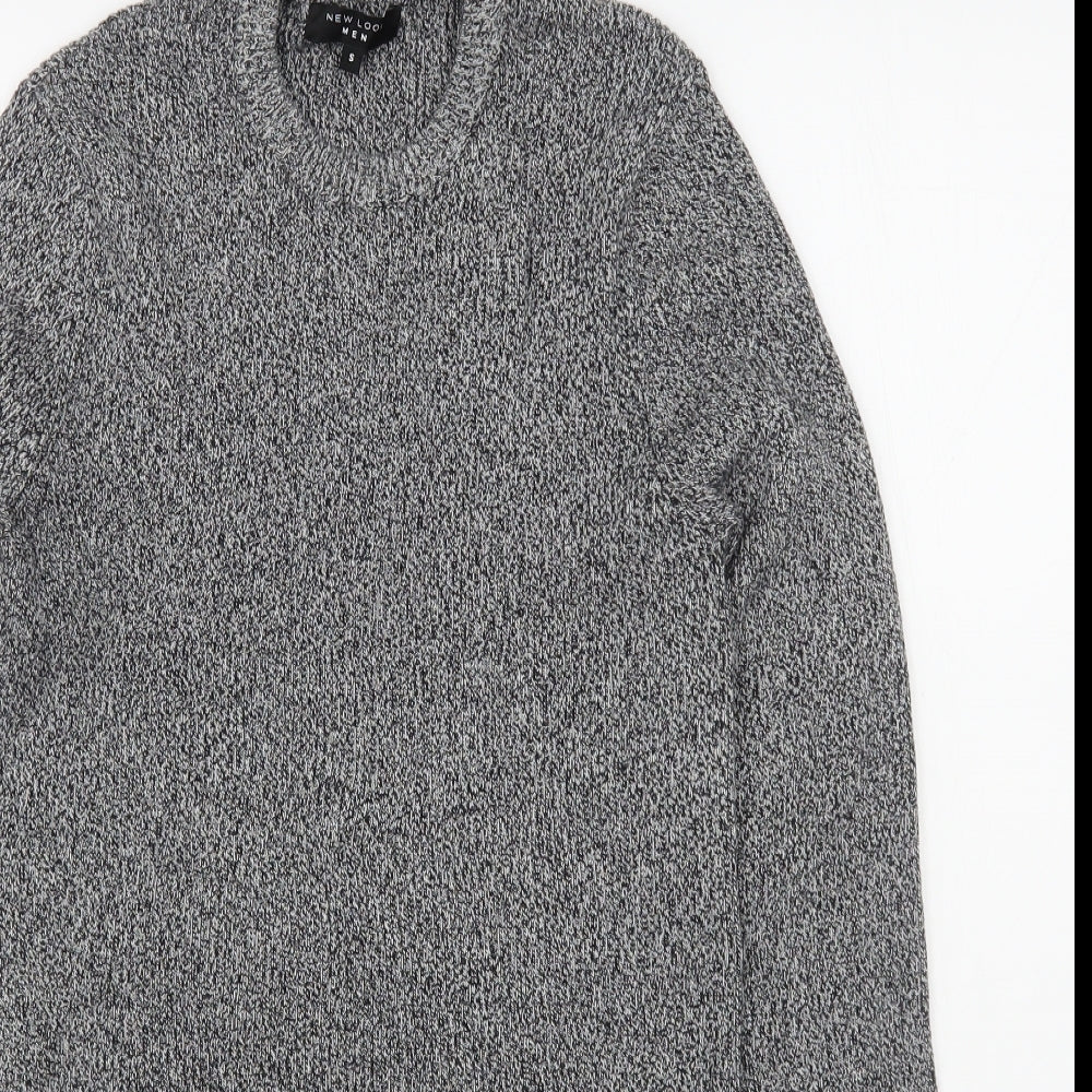 New Look  Mens Grey Round Neck  Cotton Pullover Jumper Size S