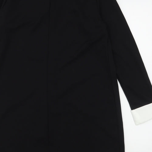 SheIn Womens Black  Polyester A-Line  Size L  Collared Button