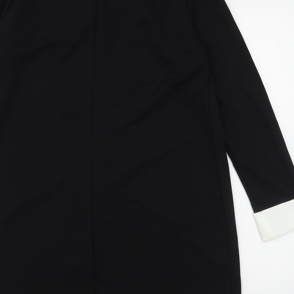 SheIn Womens Black  Polyester A-Line  Size L  Collared Button