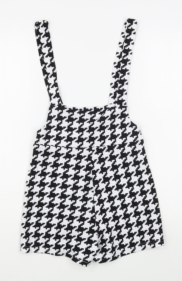 SheIn Womens Black Houndstooth Polyester Playsuit One-Piece Size XS Pullover