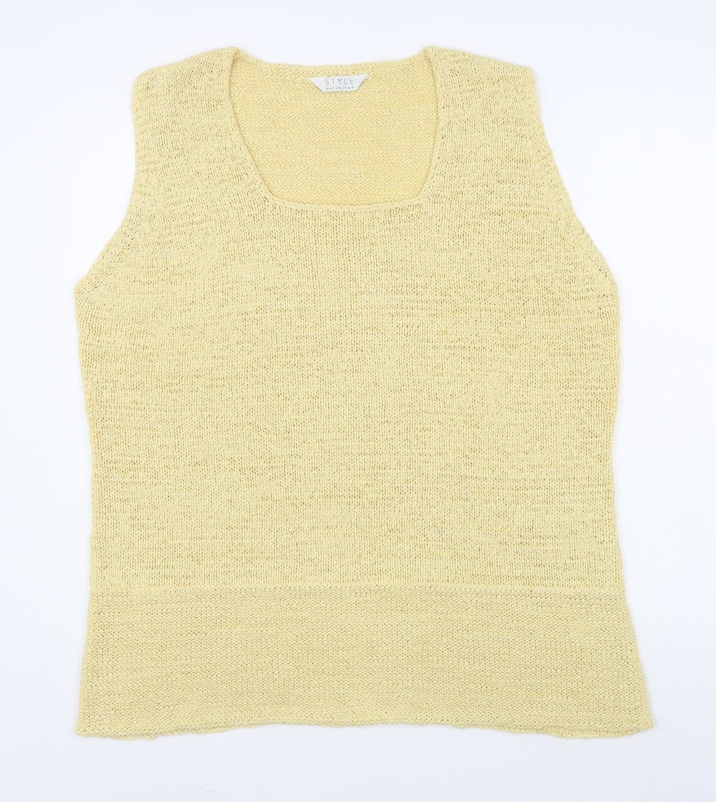 Style Ulimited Womens Yellow Square Neck  Acrylic Pullover Jumper Size 18