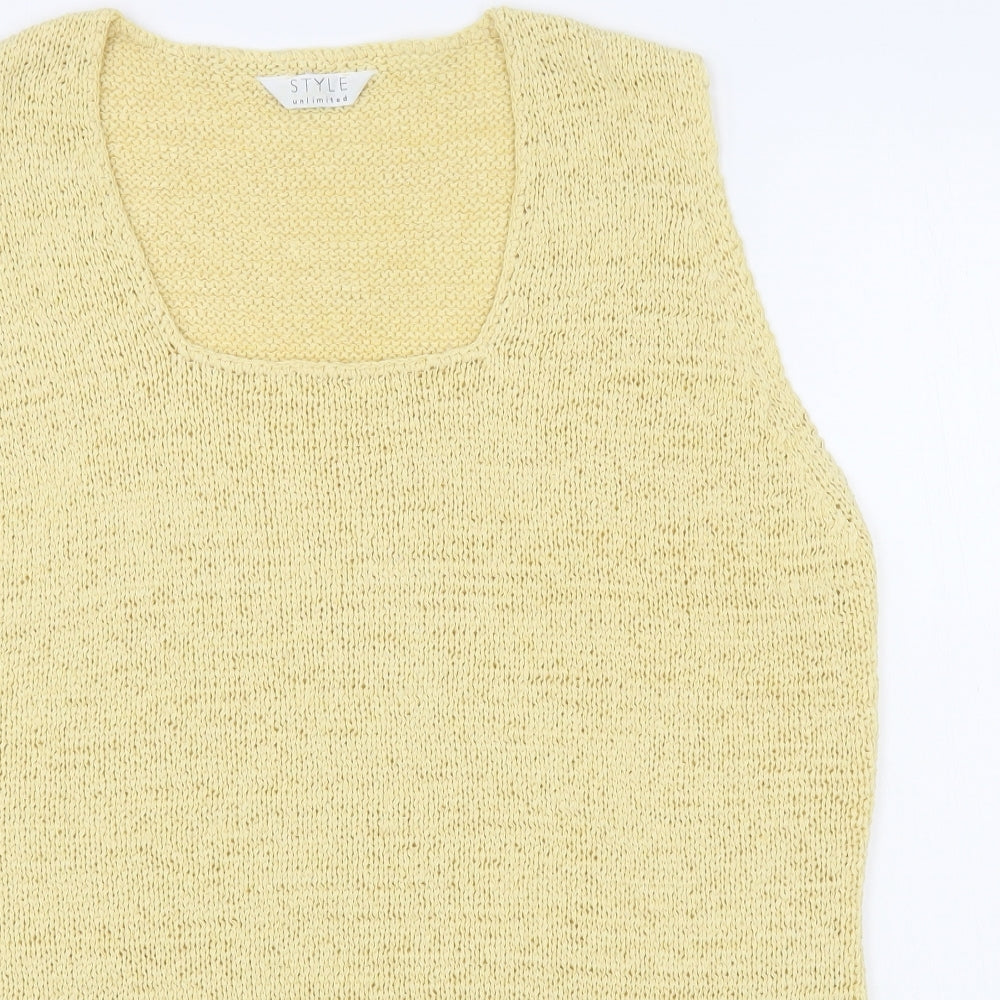 Style Ulimited Womens Yellow Square Neck  Acrylic Pullover Jumper Size 18