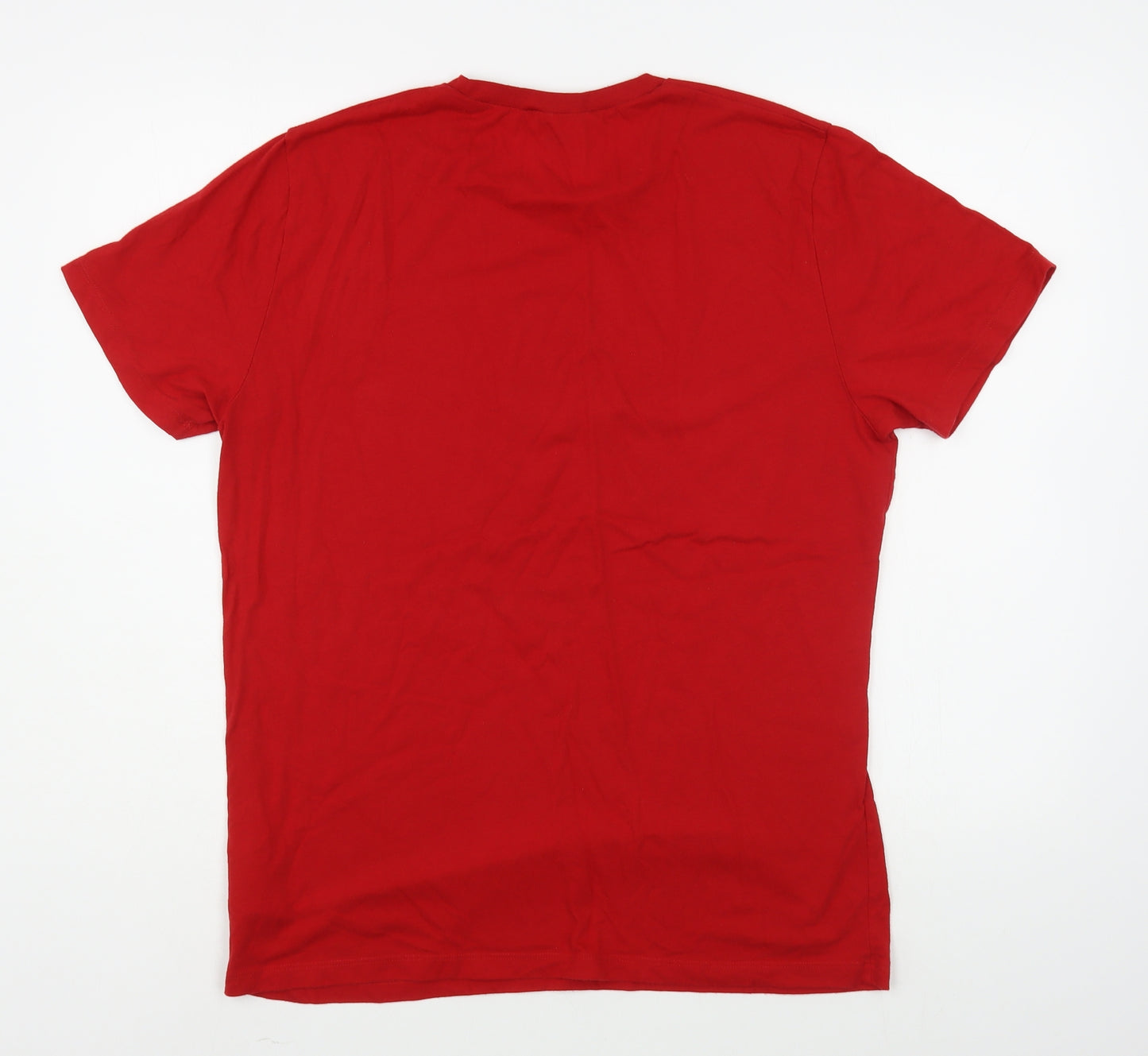 Old Navy Mens Red  Cotton  T-Shirt Size M Round Neck  - Christmas