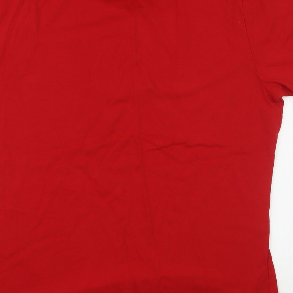Old Navy Mens Red  Cotton  T-Shirt Size M Round Neck  - Christmas