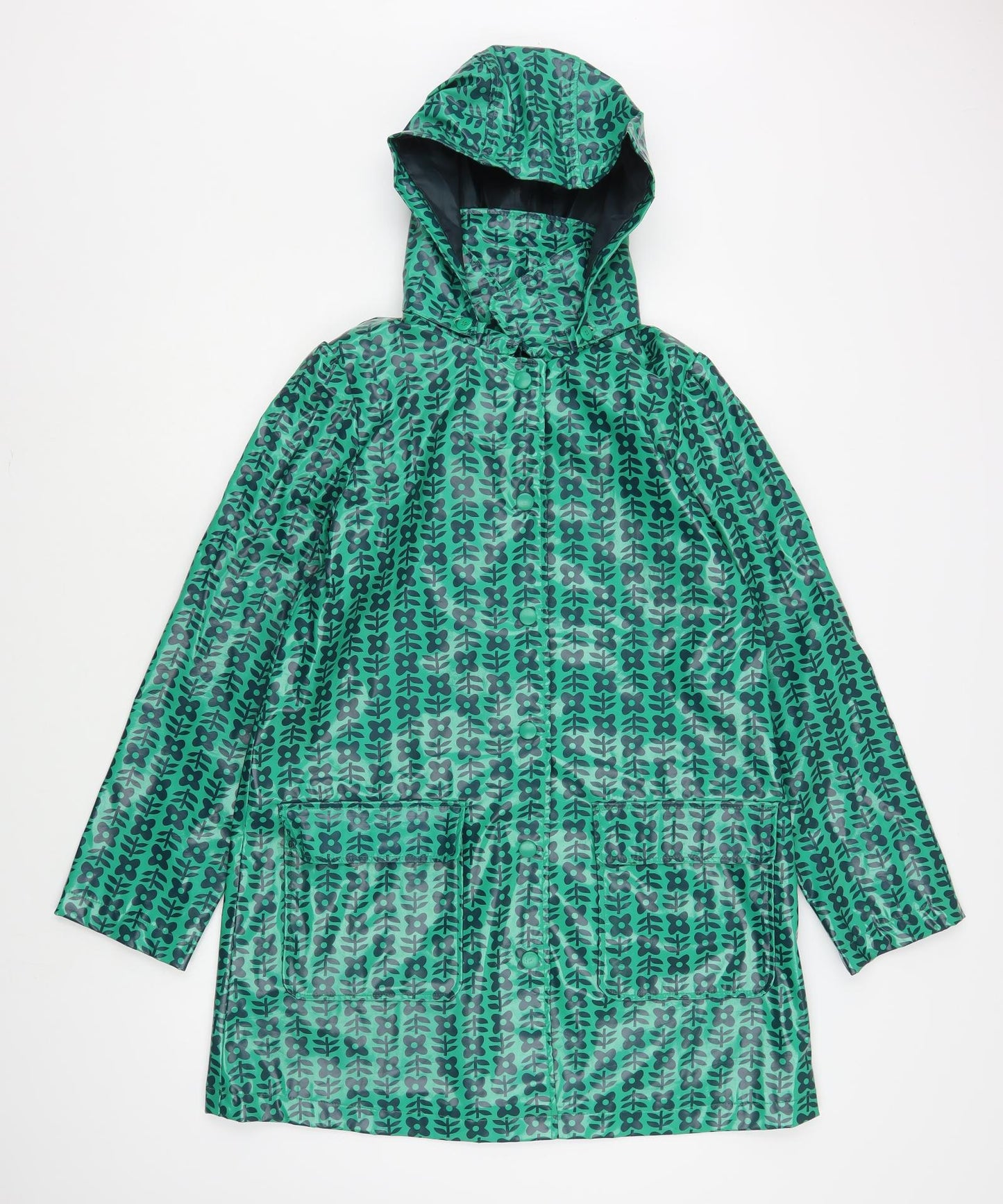 Dunnes Stores Womens Green Geometric  Rain Coat Coat Size 10  Zip