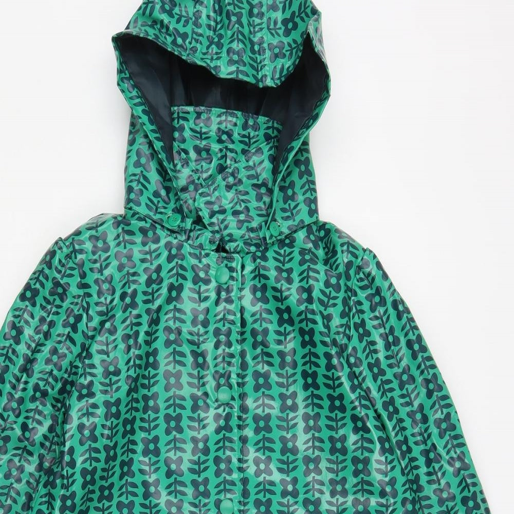 Dunnes Stores Womens Green Geometric  Rain Coat Coat Size 10  Zip