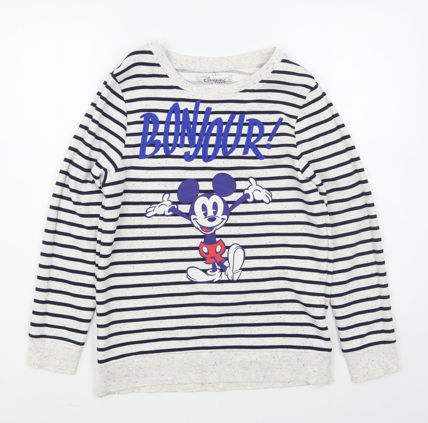 Disneyland Paris Womens Blue Striped Cotton Pullover Sweatshirt Size S  Pullover