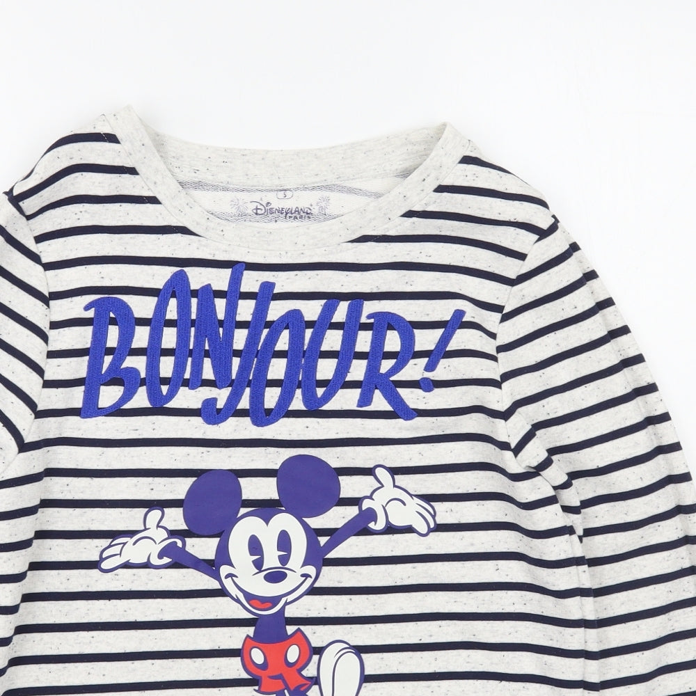 Disneyland Paris Womens Blue Striped Cotton Pullover Sweatshirt Size S  Pullover