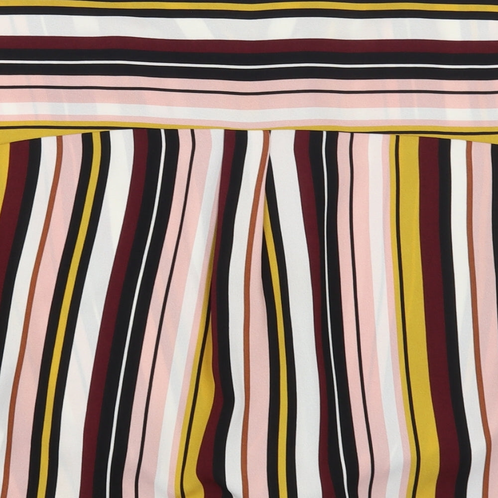 New Look Girls Multicoloured Striped Polyester Basic Button-Up Size 14 Years Collared Button