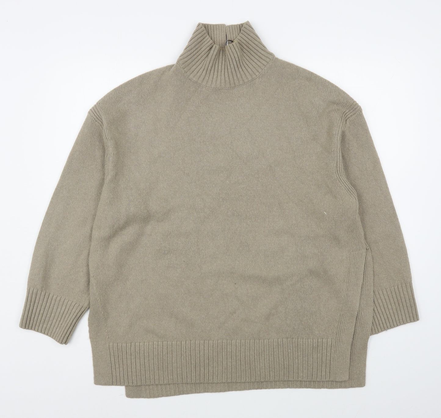H&M Womens Beige High Neck  Polyester Pullover Jumper Size M