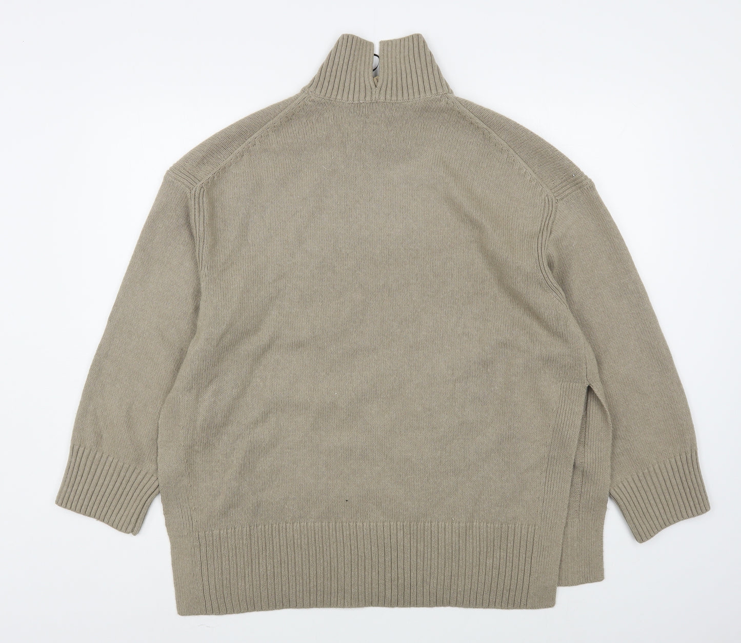 H&M Womens Beige High Neck  Polyester Pullover Jumper Size M