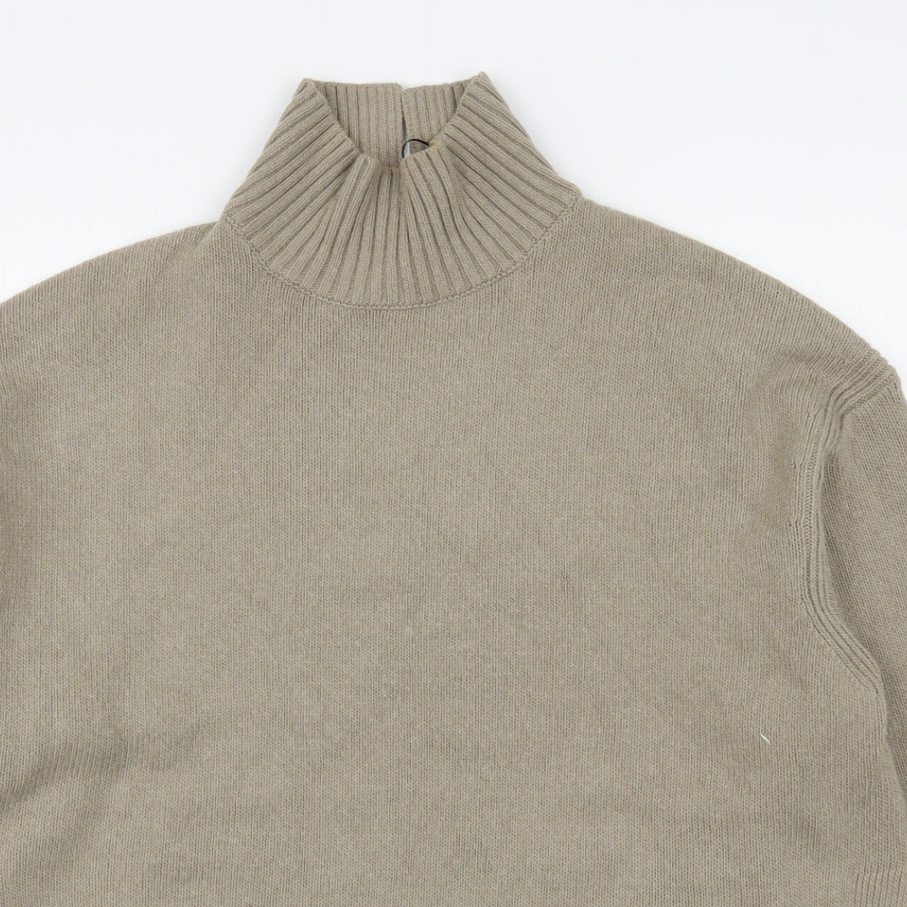 H&M Womens Beige High Neck  Polyester Pullover Jumper Size M