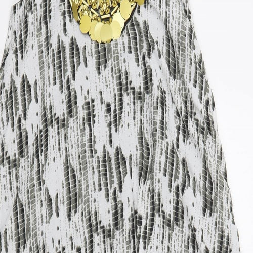 Boohoo Womens Multicoloured Animal Print Polyester Trapeze & Swing  Size 12  Scoop Neck Pullover