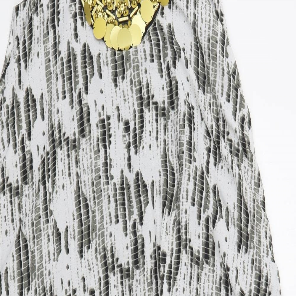 Boohoo Womens Multicoloured Animal Print Polyester Trapeze & Swing  Size 12  Scoop Neck Pullover