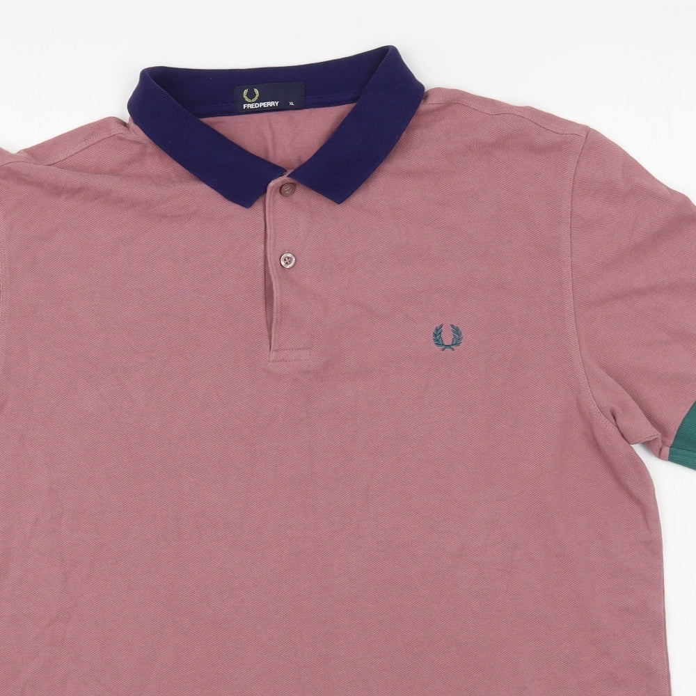 Fred Perry Mens Pink  Cotton  Polo Size XL Collared Button