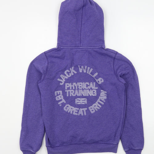 Jack Wills Womens Purple  Cotton Pullover Hoodie Size 12  Pullover