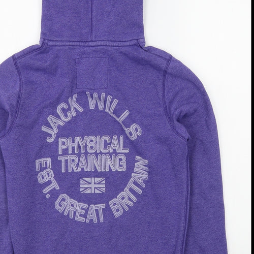 Jack Wills Womens Purple  Cotton Pullover Hoodie Size 12  Pullover