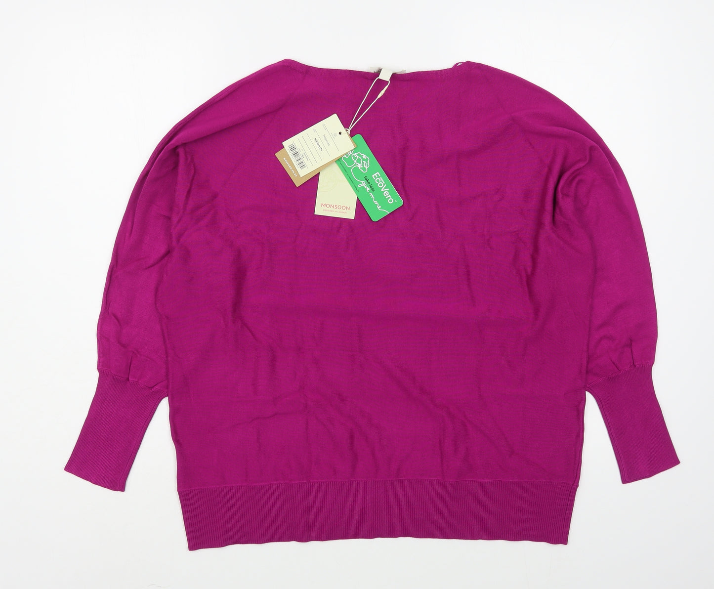 Monsoon Womens Pink Boat Neck  Viscose Pullover Jumper Size M