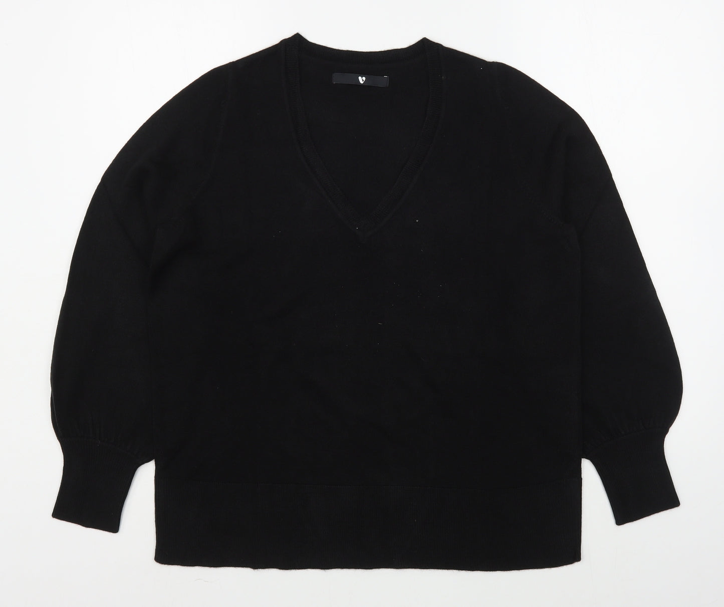 By Very Womens Black V-Neck  Acrylic Pullover Jumper Size 14