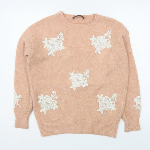 Marks and Spencer Womens Pink Round Neck  Acrylic Pullover Jumper Size S