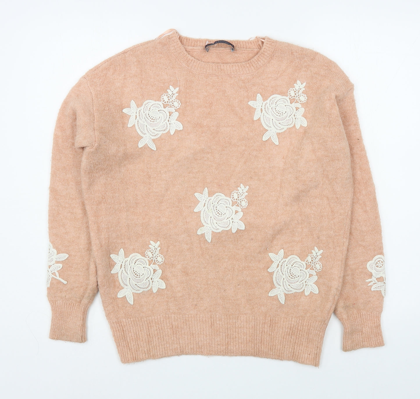Marks and Spencer Womens Pink Round Neck  Acrylic Pullover Jumper Size S