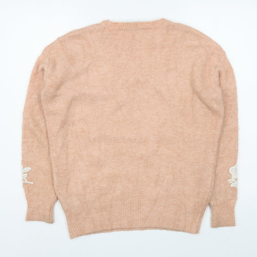 Marks and Spencer Womens Pink Round Neck  Acrylic Pullover Jumper Size S