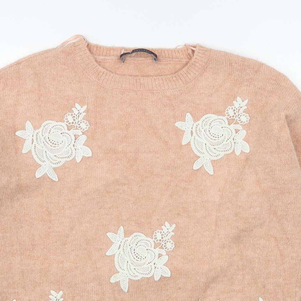 Marks and Spencer Womens Pink Round Neck  Acrylic Pullover Jumper Size S
