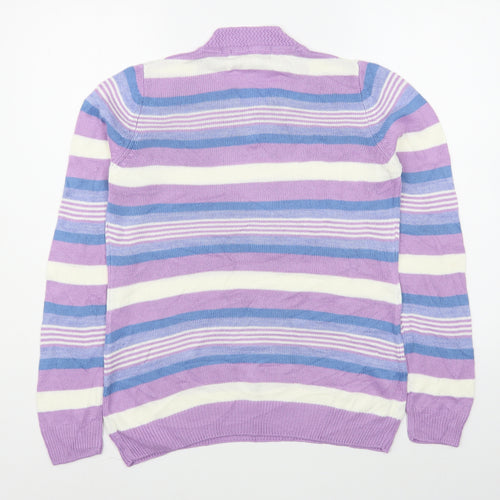ILSE Womens Multicoloured V-Neck Striped Acrylic Pullover Jumper Size S
