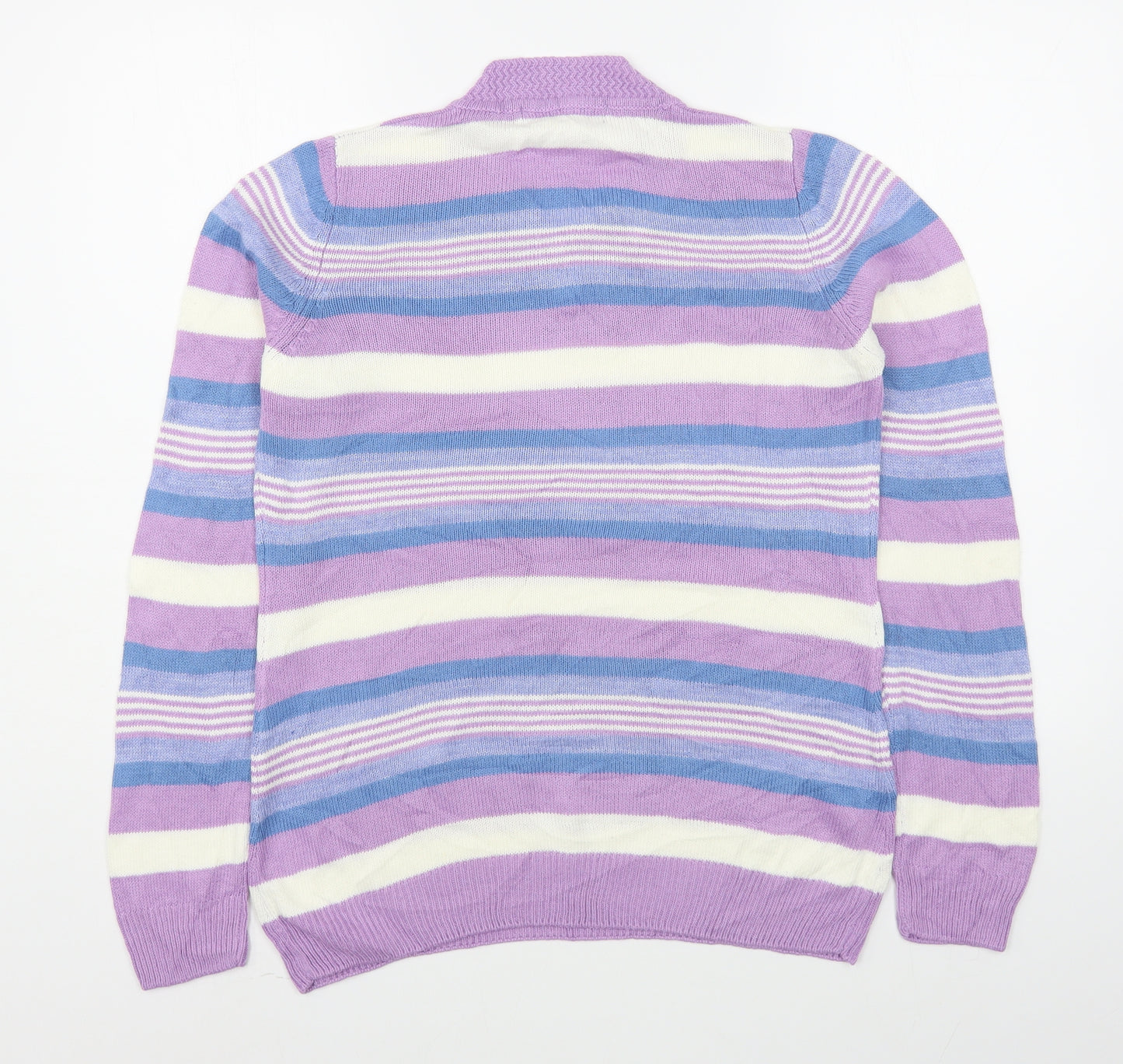 ILSE Womens Multicoloured V-Neck Striped Acrylic Pullover Jumper Size S