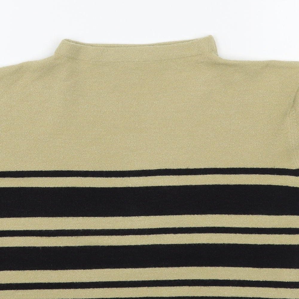 Wallis Womens Beige High Neck Striped Acrylic Pullover Jumper Size 16