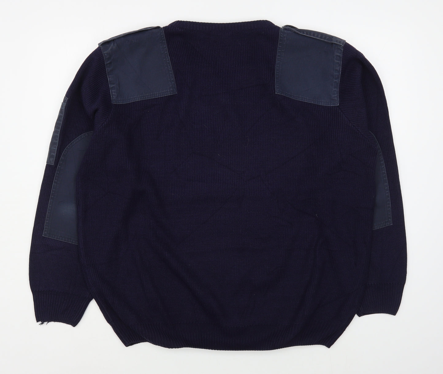 Ensemble Clothing Mens Blue V-Neck  Acrylic Pullover Jumper Size L