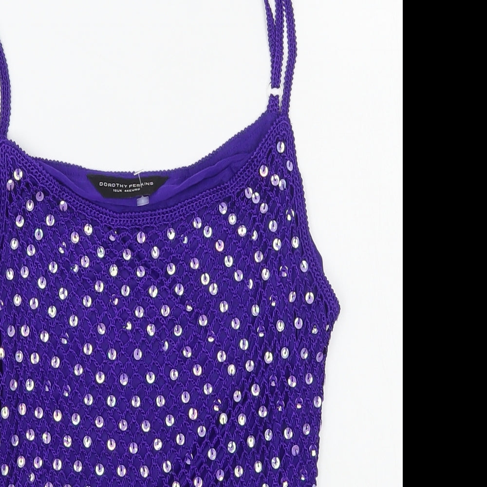 Dorothy Perkins Womens Purple  Viscose Camisole T-Shirt Size 16 Square Neck