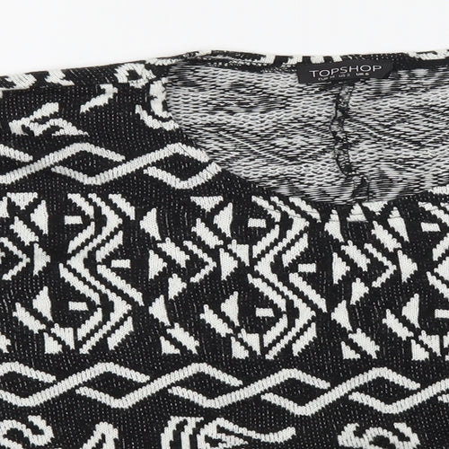Topshop Womens Black Scoop Neck Geometric Acrylic Pullover Jumper Size 6