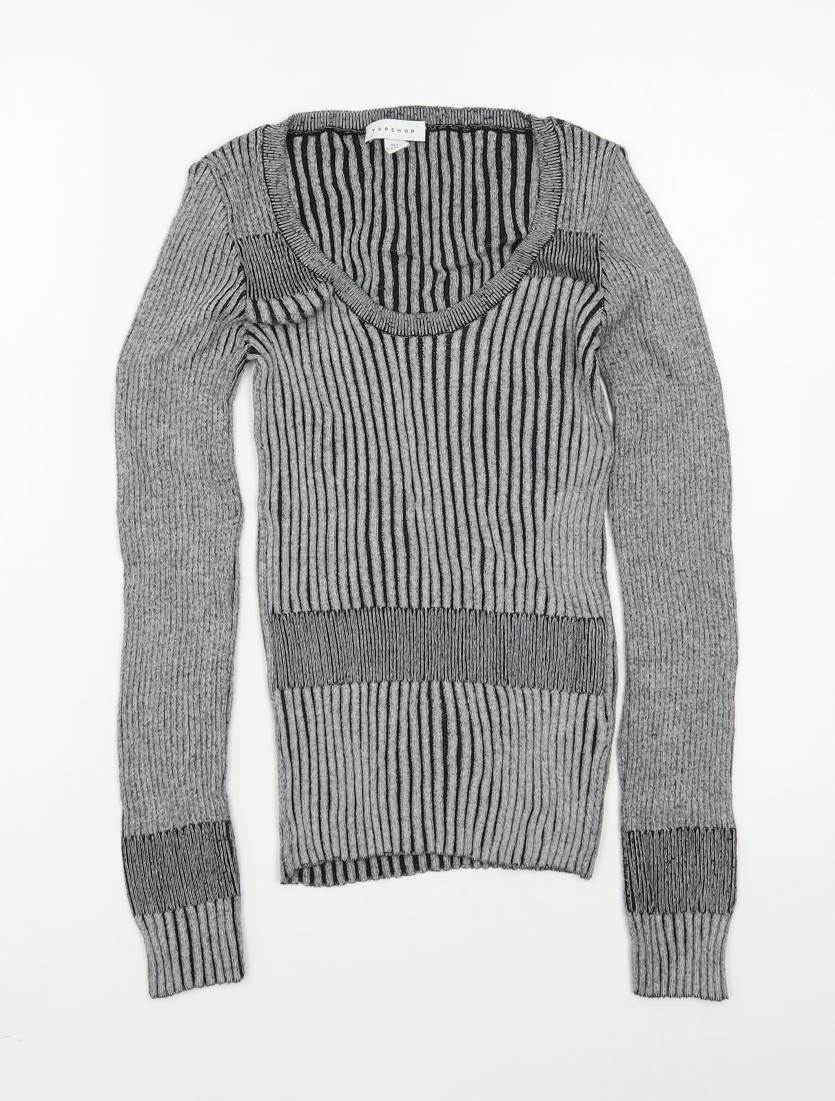 Topshop Womens Grey Scoop Neck  Viscose Pullover Jumper Size S