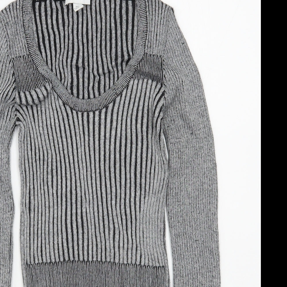 Topshop Womens Grey Scoop Neck  Viscose Pullover Jumper Size S