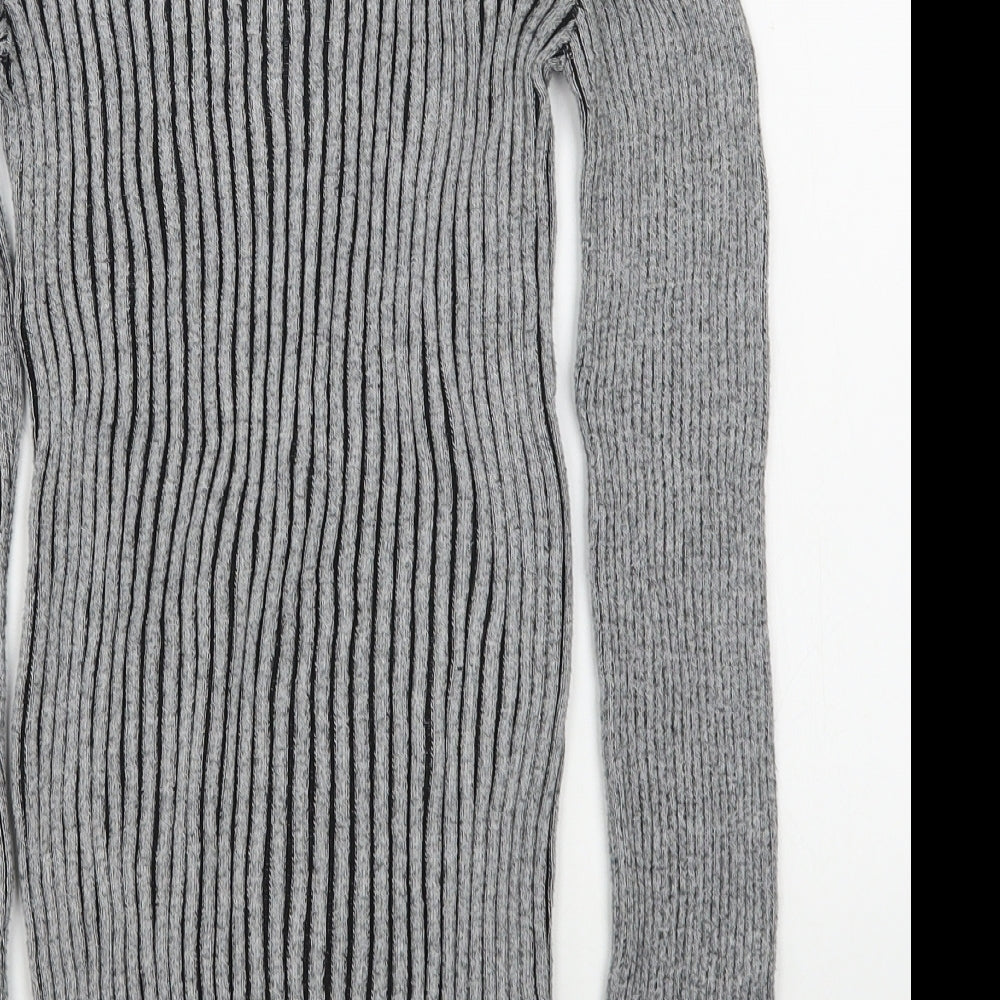 Topshop Womens Grey Scoop Neck  Viscose Pullover Jumper Size S